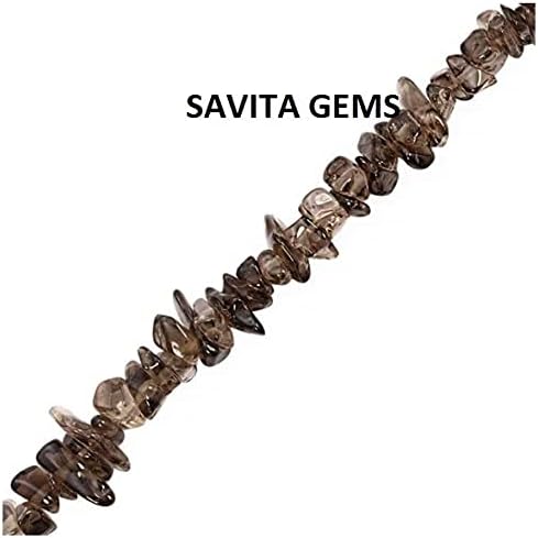 Pack of 5 Strands- Natural Smoky Quartz Chips Beads Strand 600 Ct, Free Form Gravel Uncut 100
