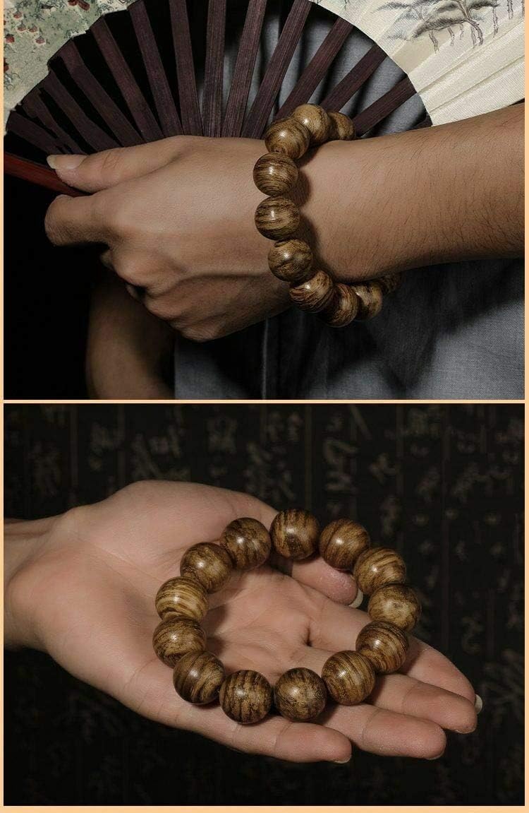 GLW Tarakan Genuine Natural Wild Agarwood Aloewood 15mm Malas Prayer beads #4942