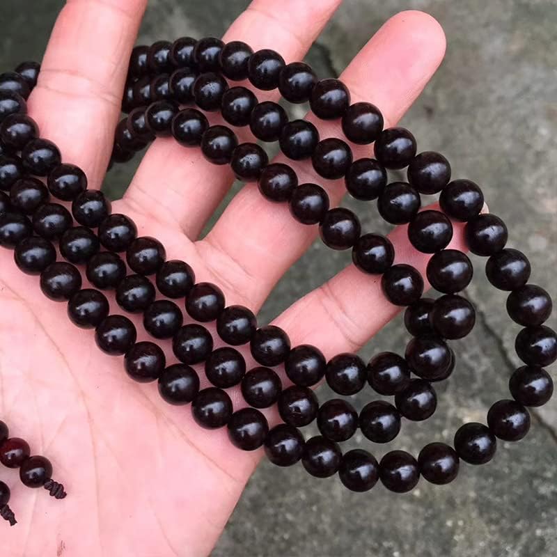 【黑珍珠葫芦款】印度小叶紫檀0.8 * 108颗老料高油密 佛珠手链(小叶紫檀黑珍珠葫芦款)