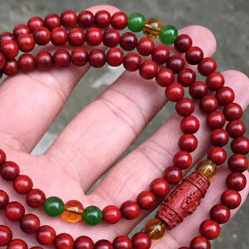 Mascot Wooden Crafts Wood Carving Art Wood Decoration Artwork 小叶紫檀一叶知秋 佛珠手串手链圆 润饱满光滑细腻 柔软丝滑送礼(0.8 * 108颗)