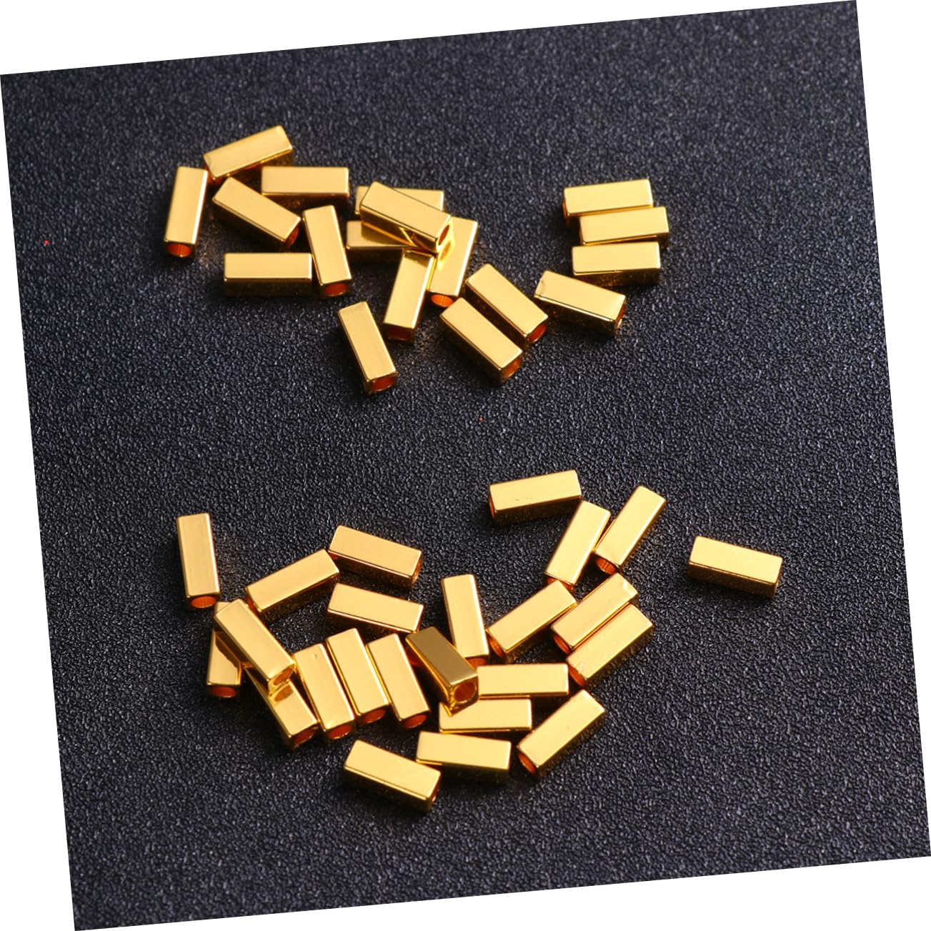 50pcs Necklace Bracelets Jewlery Charm Spacer Beads Metal Loose Beads Metal Shims Copper Tube Spacers (As Shown Size 1)