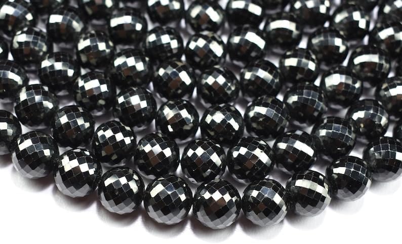 Natural Black Spinel roundella Faceted Beads 11 mm 10 inch Long String Jewelry Making Gemstone Beads for Necklace Bracelet