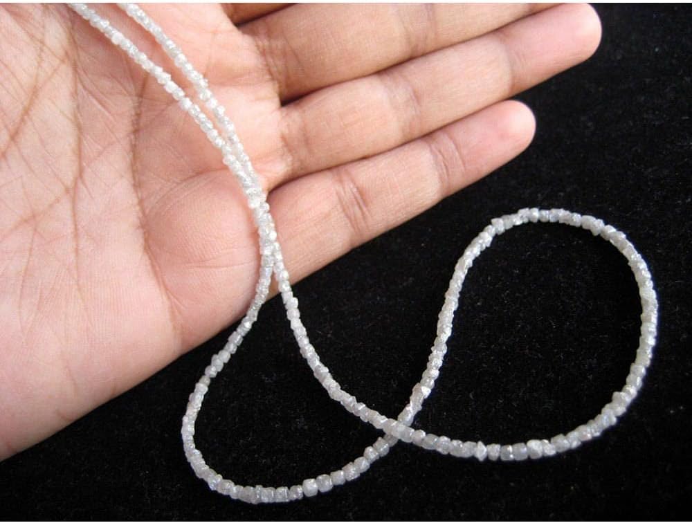 White Diamond Box Beads, 1-2 mm Rough Natural Raw Conflict Free Diamond For Jewelry (4 IN To 16 IN) - APPD1