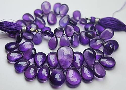 8 inch Strand of Natural Amethyst 10-17mm pear Smooth briolette Beads for DIY Jewelry Making. |BRIO_00235