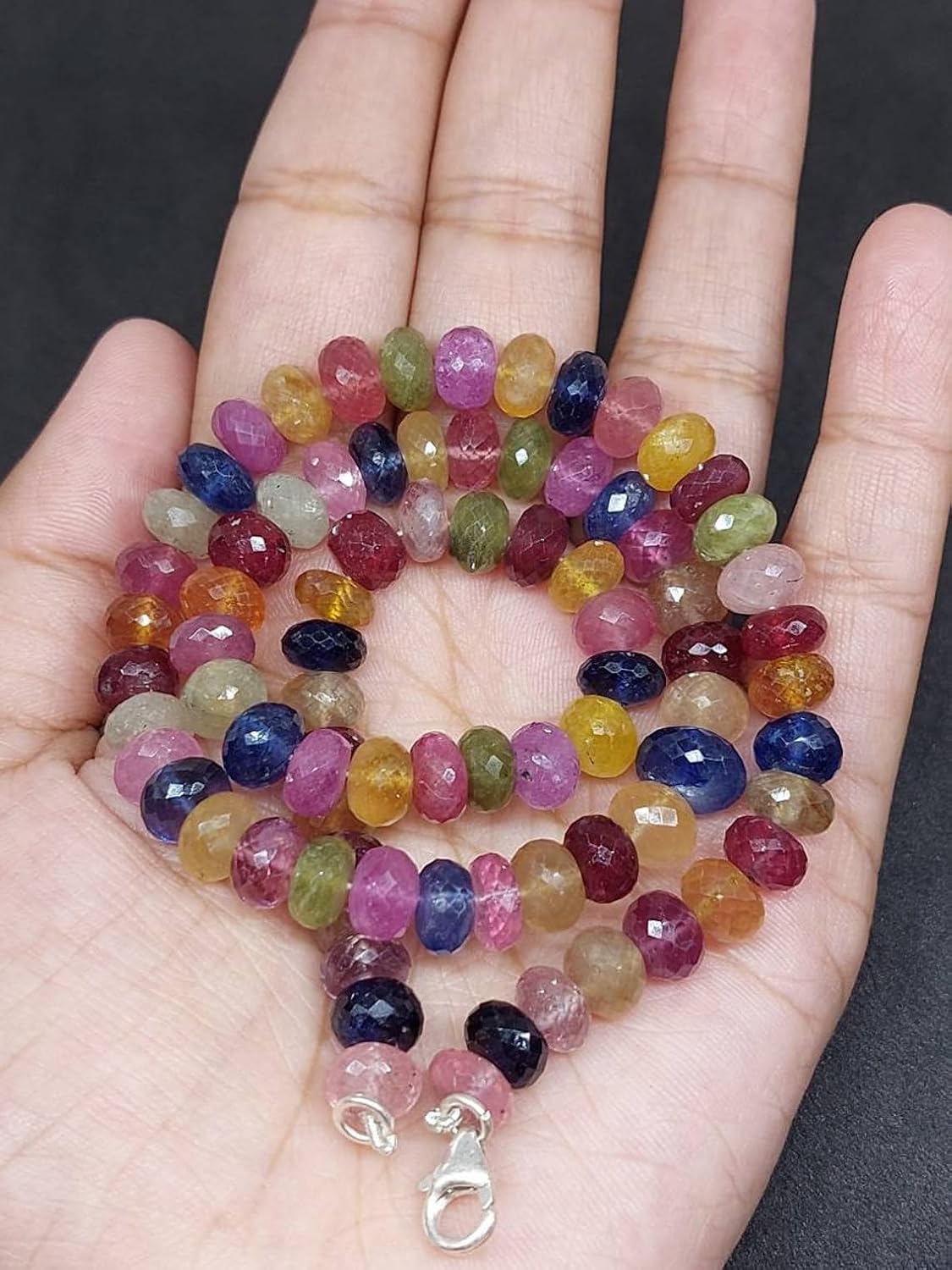 Natural Ruby, Sapphire Rondelle Faceted Beads 8x10 16 inch Long String Jewelry Making Gemstone Beads for Necklace Bracelet
