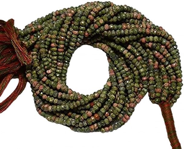 Unakite Beads, Faceted Rondelle Beads, 4 mm Beads, Gemstone Beads, 13 Inch lot of 10 Strands CHIK-STRD-96665