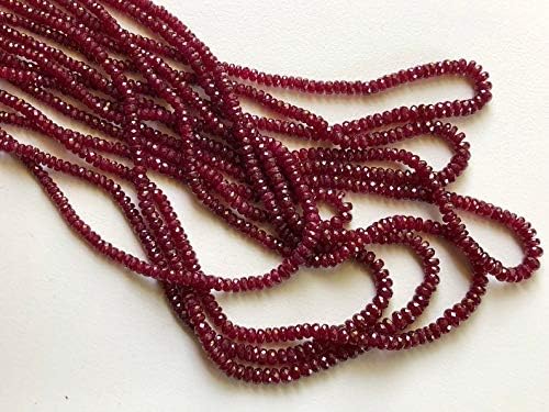 8 Strands Longido Ruby Faceted Beads, 2-5mm Natural Ruby Faceted Rondelles, 16-24 Inches Descending Genuine Ruby Necklace