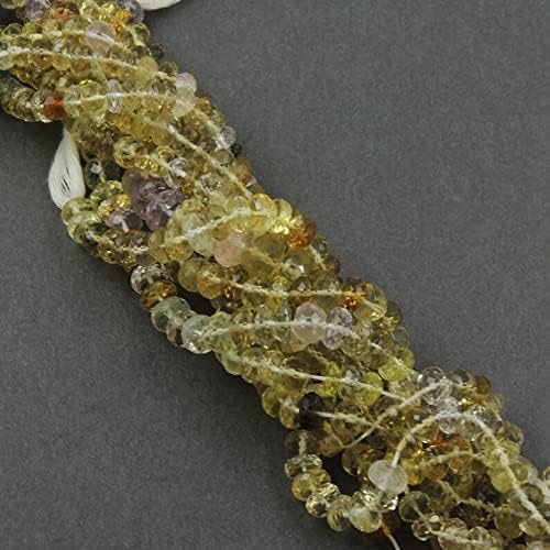 13 inch Strand of Natural gem Multi Stone, 6x7mm Rondelles Faceted Beads for DIY Jewelry Making. | Beads_05592