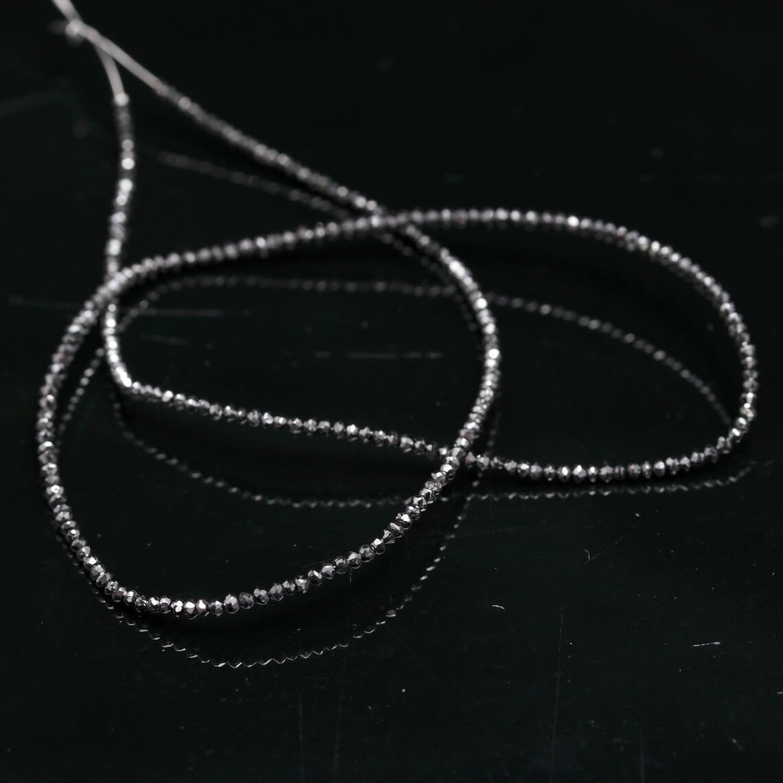 Generic Black Diamond Rondelle Beads Natural Black Color Diamond Beads Diamond Beads Black Diamond Strand Diamond Faceted Beads Natural Diamond (1 Strand), 2-3mm