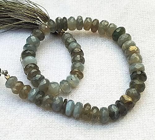 13 inch Strand of Natural gem Gray Moonstone, 7-8mm rondelle Faceted Beads for DIY Jewelry Making. | Beads_03947