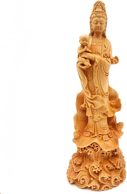 崖柏木送子观音摆件 客厅装饰工艺品规格：20×7×6.5cm 摆饰(崖柏木送子观音摆件)