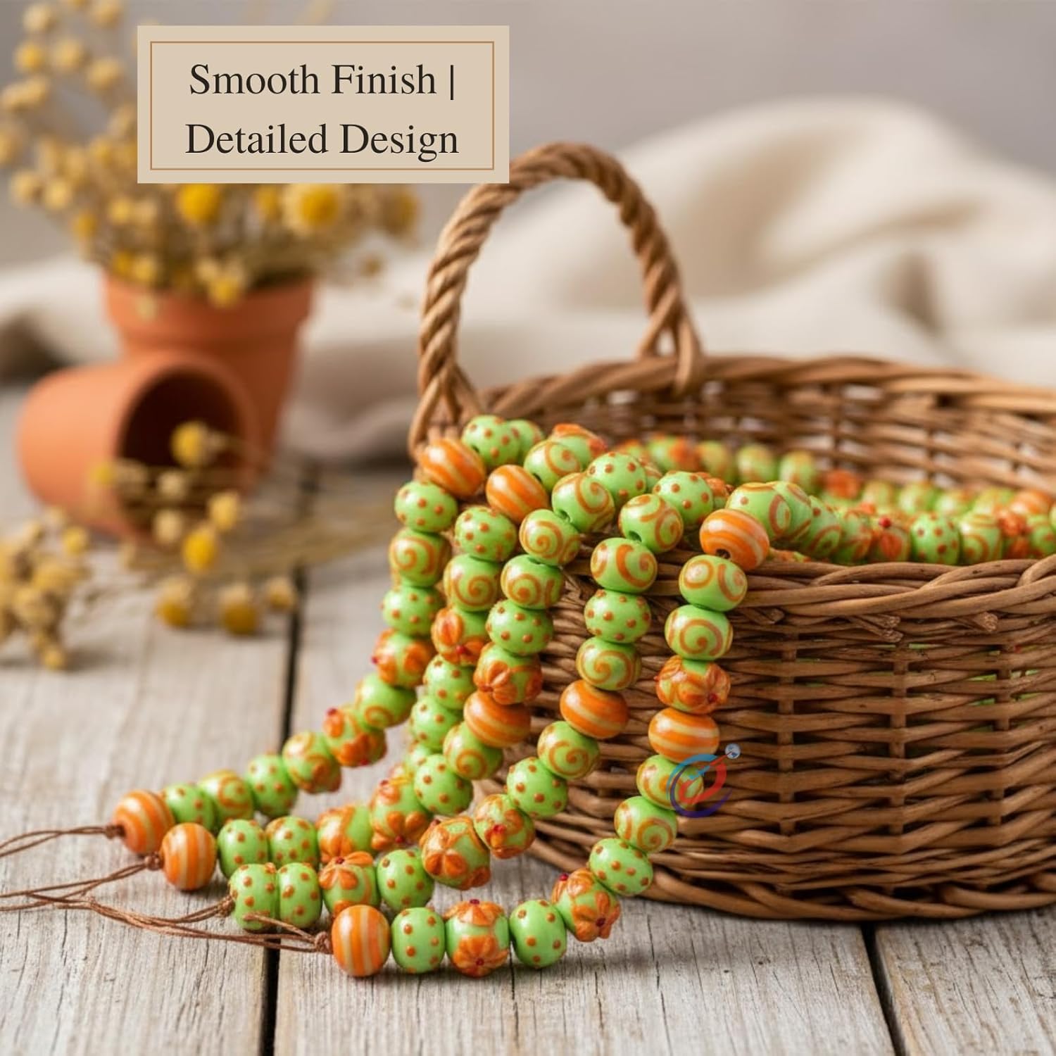 Glossy Light Green & Orange Rondelle Beads 16–18mm | Available in 5 & 10 Strands | Mixed Pattern Acrylic Rondelle Shape Beads for Handmade Jewelry, Bracelets, Necklaces & DIY Craft Projects (10)