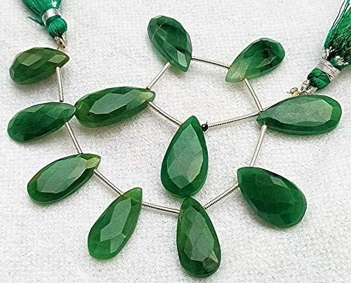GEMZ 16 inch Strand of Natural Emerald Green Apatite pear Shape Faceted Cut Green Color briollete Beads for DIY Jewelry Making- Earring Necklace Bracelet.