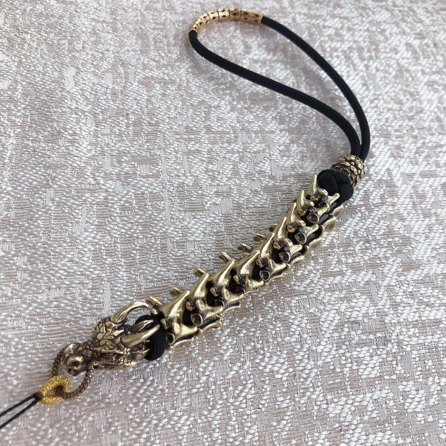 Brass 9 Joints Dragon Head Braided Rope EDC Bead DIY keychain Paracord Keychain Bead,Lanyard Bead,Brass Charms