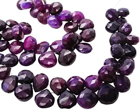 Purple Chalcedony Briolette Beads, Purple Chalcedony, 10-12mm, Heart Briolettes 3.5 inch Strand