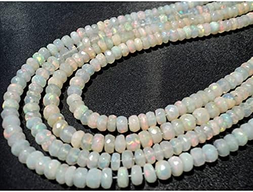 1 Strand Natural Ethiopian Opal Bead, Welo Opal, Faceted Ethiopian Opal Beads, Rondelle Beads, 5mm to 7mm Beads, 18.5 Inch