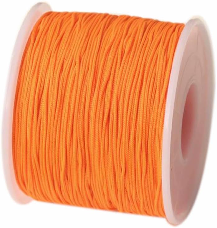 Beading Cords, 130M 0.8mm Braided Nylon Beading Cord Chinese Knotting Rattail Macrame Thread String Roll for Jewelry Making Beading Macramé Wrapping Supplies DIY Crafts(Fluorescentorange)