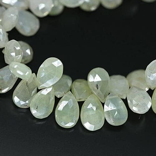 Mystic Green Prehnite Faceted Briolette Pear Drop Gemstone Craft Loose Beads Strand 4