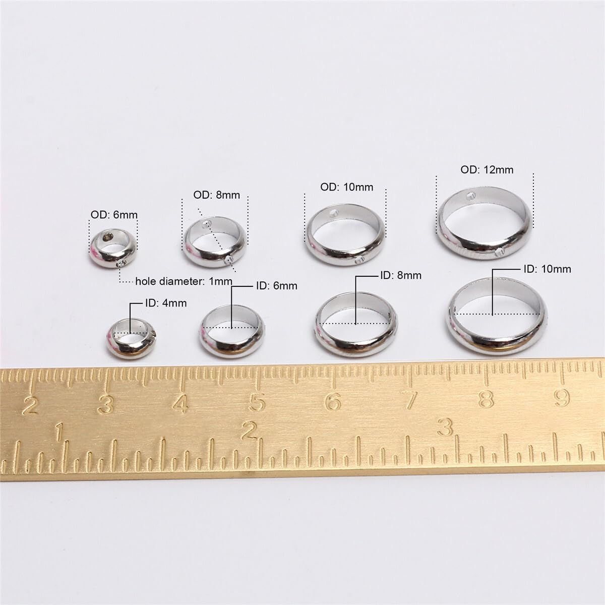 200 Pcs Metal Circle Bead Frames Double Hole Round Frames Ring Shaped Metal 2 Hole Circle Beads Frame Spacer Beads for Jewelry Making Bracelet Necklace Earring