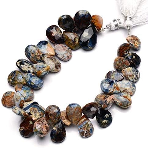 GEMZ 6 inch Strand of Natural pietersite pear Shape Faceted Cut Multi Color Color briollete Beads for DIY Jewelry Making- Earring Necklace Bracelet.