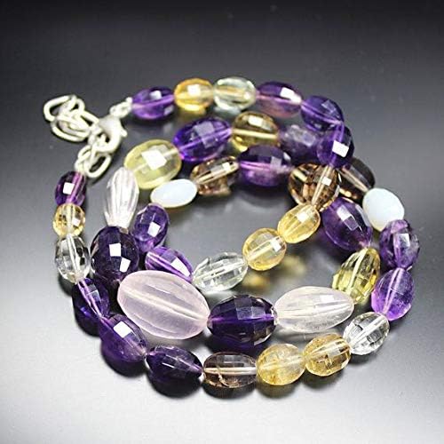 citrine amethyst rose quartz tumbled freeform faceted 17'' long strand gemstone beads, jewelry supplies for jewelry making, for meditation jewellery gemstone 16mm to 22mm