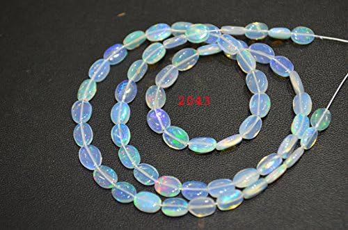 13 inch natural beads strand of 5x6-5x7mm smooth oval ethiopian welo opal gemstone beads for DIY jewelry - necklace, bracelet, earring, ring.