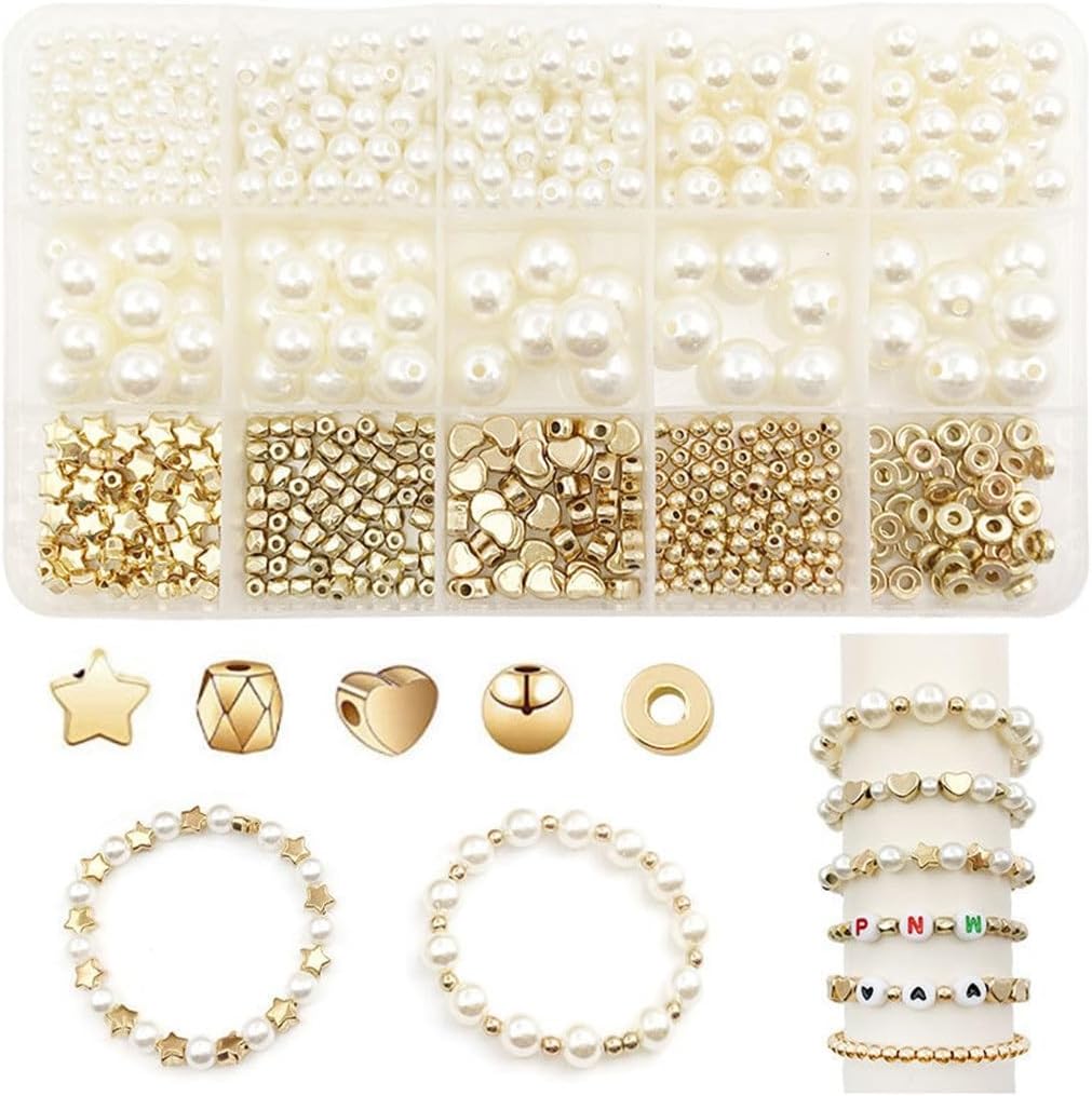 15 Grid 720 Pieces Pearl Set Spacing Bead Accessories Handmade DIY Beaded Bracelet Earrings Necklace