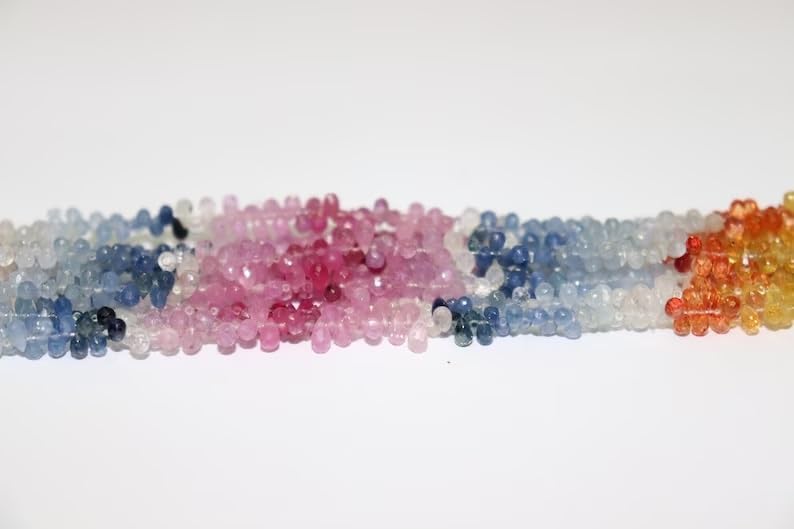 Multi Sapphire Faceted Drops Beads 2 * 4 mm Multi Beads Sapphire teardrops Beads Multi Sapphire Drops Wholesale Lot 10 Strands