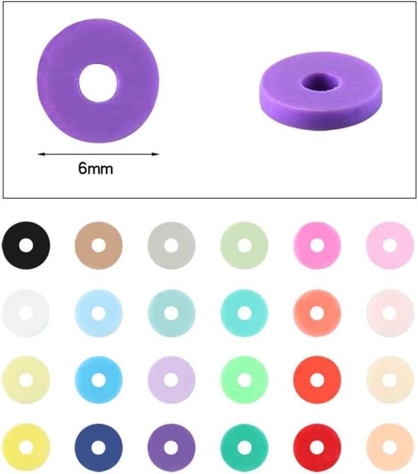 Soft Pottery Beads 6mm Thin Flakes Colorful Discs Bohemian DIY Jewelry Accessories 24 Grids