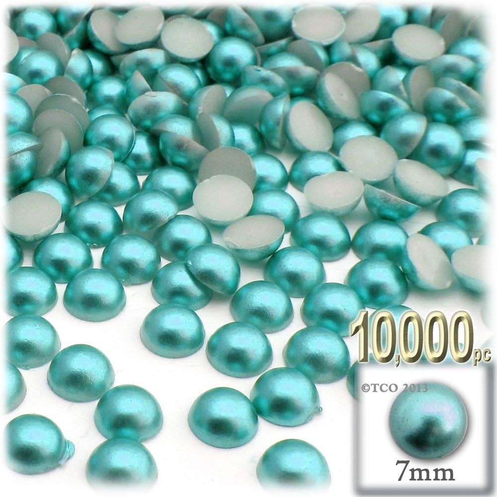 The Crafts Outlet 10,000pc Pearl Finish Half Dome Beads, Round, 7mm, Pitch Black