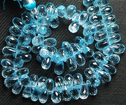 8 Inch Strand, Sky Blue Topaz Micro Faceted Drops Shaped Briolettes,9-11mm Code-HIGH-63118