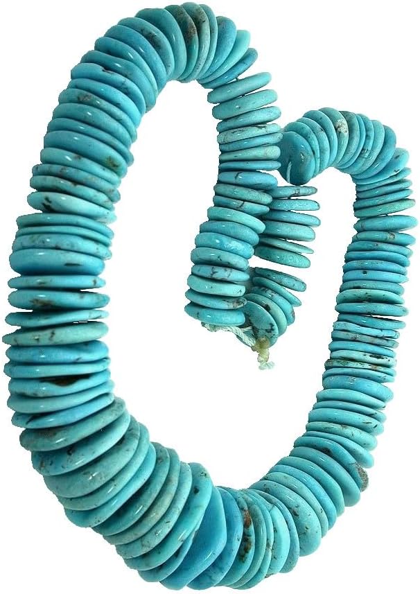 8.6 Ounce Baby Blue Turquoise Rondelle Graduated Flat Bead 16 Inch Strand ET40