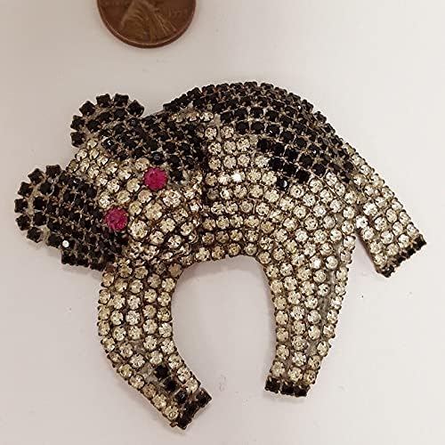 1950's Rare Vintage Austrian Crystal & Black Rhinestone Hand Crafted 3