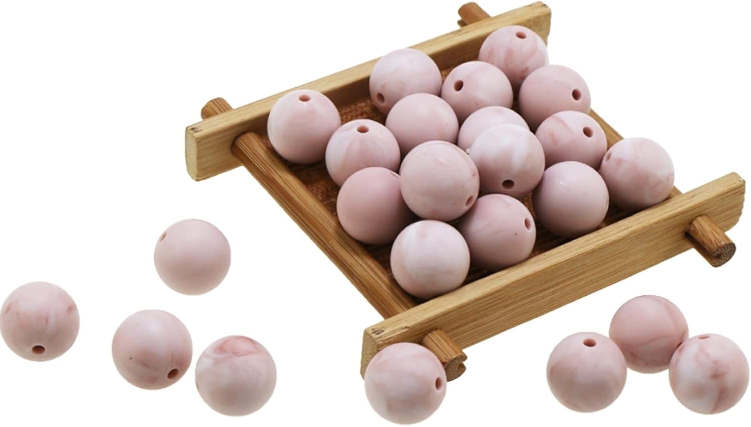 Silicone Beads Bulk 10mm 12mm 15mm 20mm DIY Necklace Bracelet Keychain Making Craft Set Jewelry, Colorful Silicone Beads Bulk Round Marble Silicone Beads Loose with Accessories (15mm Red)