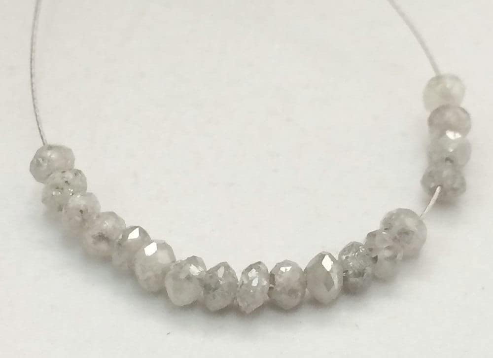 3mm Gray White Sparkling Diamonds, Faceted Diamond Rondelle Beads, 0.7mm Hole Size Faceted Diamond For Jewelry (1Pc To 10Pc Options) - DS161, 3 MM Approx.
