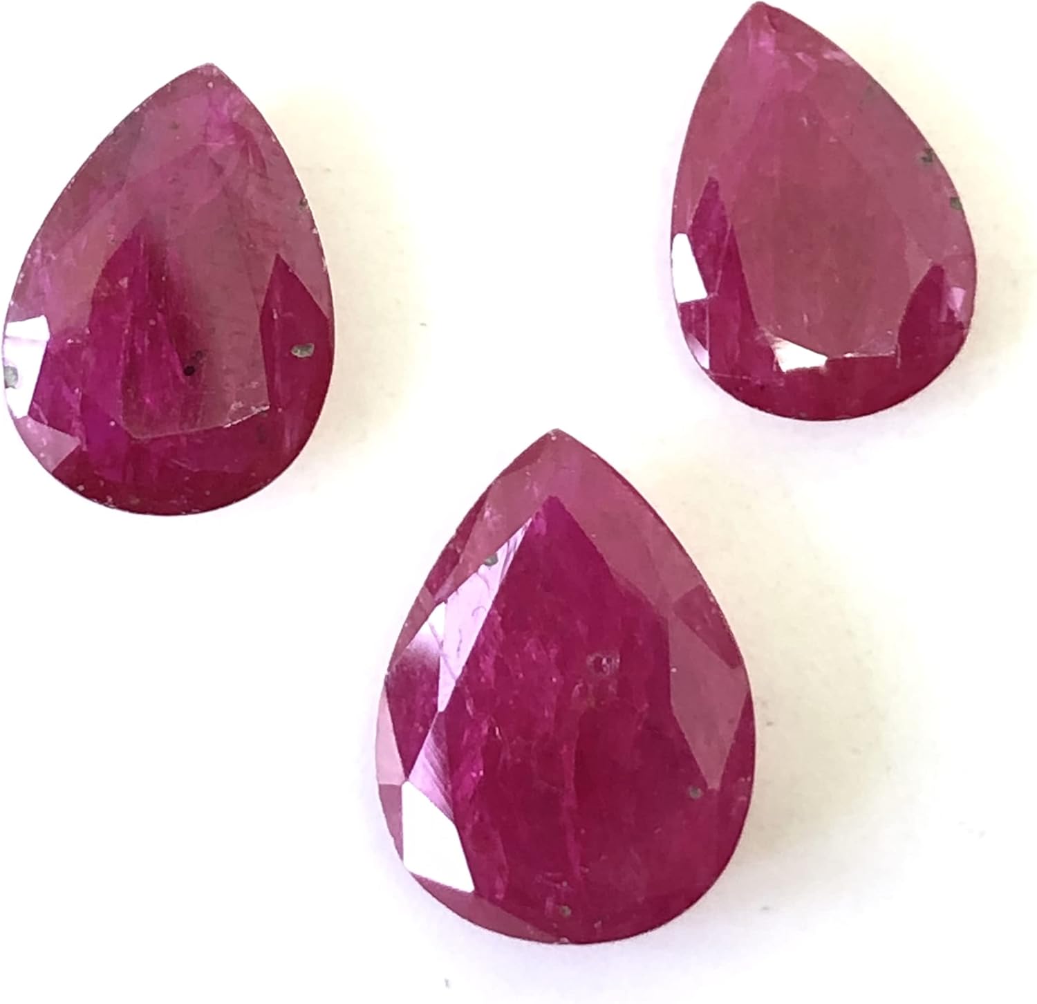 12.44 Ct Natural Ruby Pear Layout, Size 12 To 14 mm Long, Fine Quality Ruby Loose Gemstone 3 Pieces For Making Ruby Necklace, Ruby Jewelry