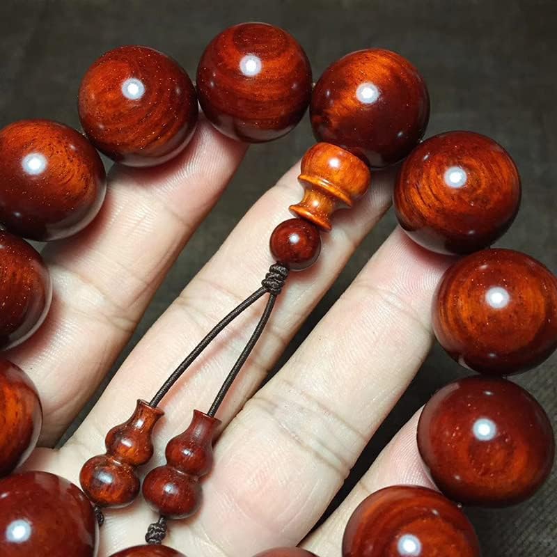 印度小叶紫檀1.8 * 13颗佛珠手串鸡血红带金星高油密玻璃底(小叶紫檀鸡血红带金星)