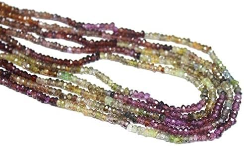 BEADS GEMSTONE Natural Multi Gemstone Faceted Rondelle Micro Gemstone Craft Loose Beads Strand 13 Inch Long 3mm Code-HIGH-26548