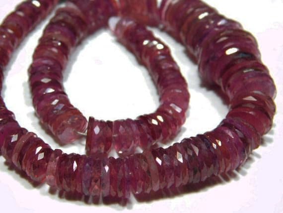BEADS GEMSTONE 179 carat-Ruby Micro Cut Flat Big Tyre Shape Rondelles -8.50 Inch Long Strand-Stones measure- 6-11mm Code-HIGH-5957