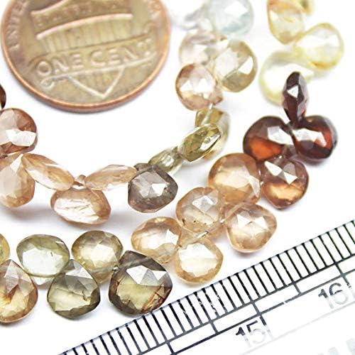 1 Strand Multi Tundra Sapphire Heart Drop Faceted 9'' Long Strand Gemstone Beads, Jewelry Supplies for Jewelry Making, for Meditation Jewellery for Reiki Healing Mystic Gemstone 5mm to 6mm