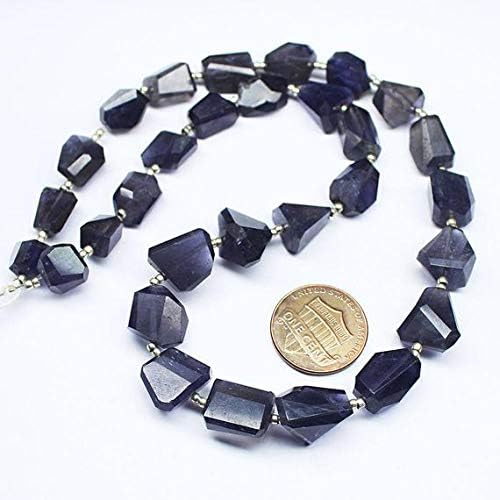 Water Sapphire Blue Iolite Faceted Tumble Nugget Gemstone Craft Beads Strand 15 Inch Long 9mm 13mm Code-HIGH-27126
