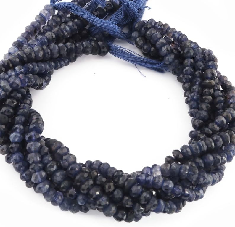 13 inch Strand of Natural gem Iolite, 4mm Rondelle Faceted Beads for DIY Jewelry Making. | Beads_04847
