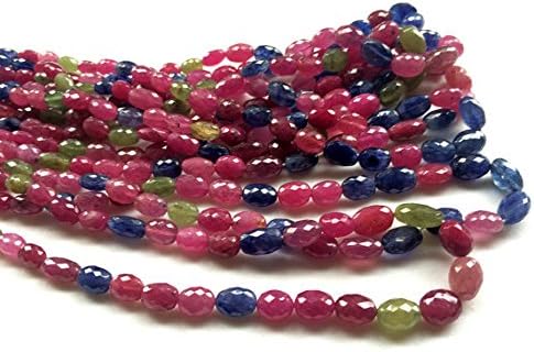 1 Strand Natural Multi Sapphire Plain Oval Beads, Multi Sapphire Statement Necklace 9-12mm, 7 Inch