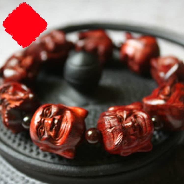 Mascot Wooden Crafts Wood Carving Art Wood Decoration Artwork 印度小叶紫檀 雕刻珠 人头珠 十八罗汉手串佛珠 喜怒哀乐四面佛(小叶紫檀18MM 四面)