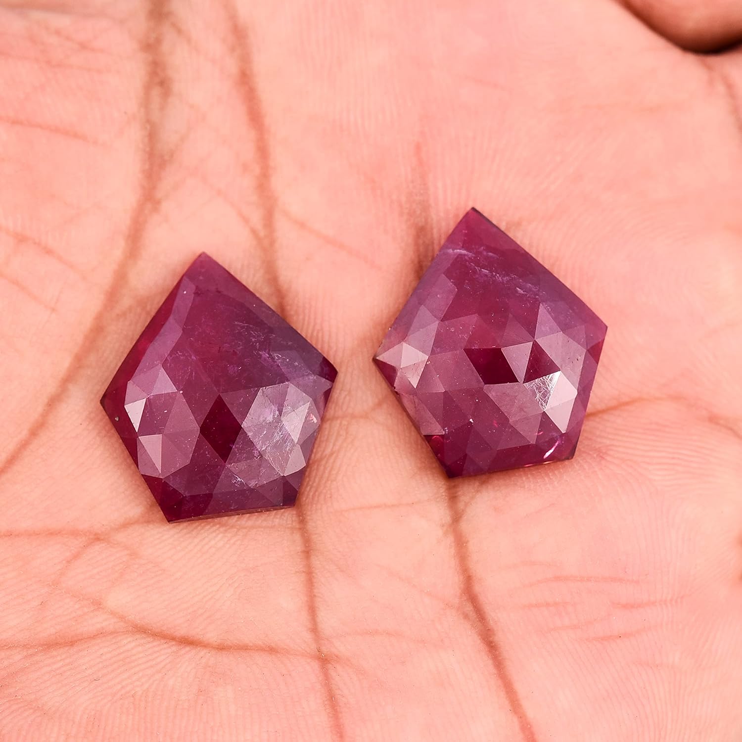 43.20 Ct Pair Ruby Fancy Shape Rose Cut Size 22x20 mm Top Quality Loose Gemstone For Making Earring Jewelry- Fancy Ruby Give Jewelry Antique Look