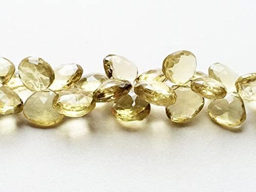 1 Strand Natural Lemon Quartz Heart Beads, Faceted Lemon Quartz Heart Briolettes, Quartz Necklace, 14-19mm, 4 Inch