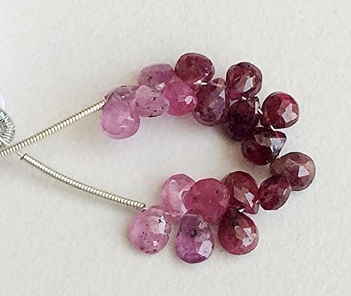 1 Strand Natural Pink Sapphire Faceted Pear Beads, Natural Sapphire Beads, Pink Sapphire Necklace, 6x8mm, 4 Inch