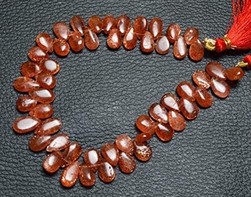 BEADS GEMSTONE 1 Strand Natural 9 Inch Strand Super Finest-Quality- SUNSTONE Smooth Pear Shape Beads Briolettes 10 to 12 MM Code-HIGH-28869