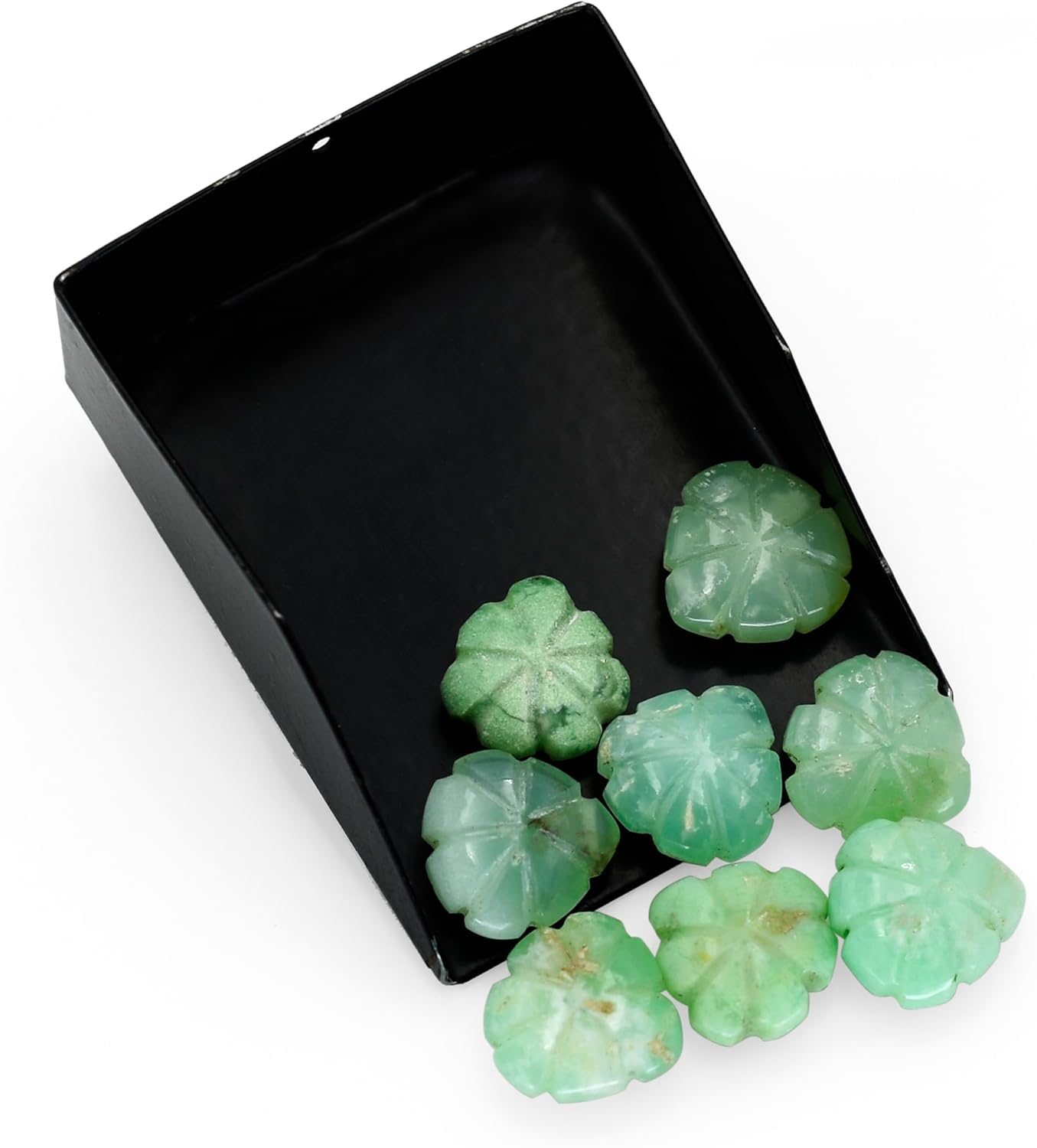 Chrysoprase Gemstone Beads Flower Shape - Heart Shape Carving 5X12X12 mm Loose Stone Carved Making Bead for Jewelry Wholesale Lot Beads Supply