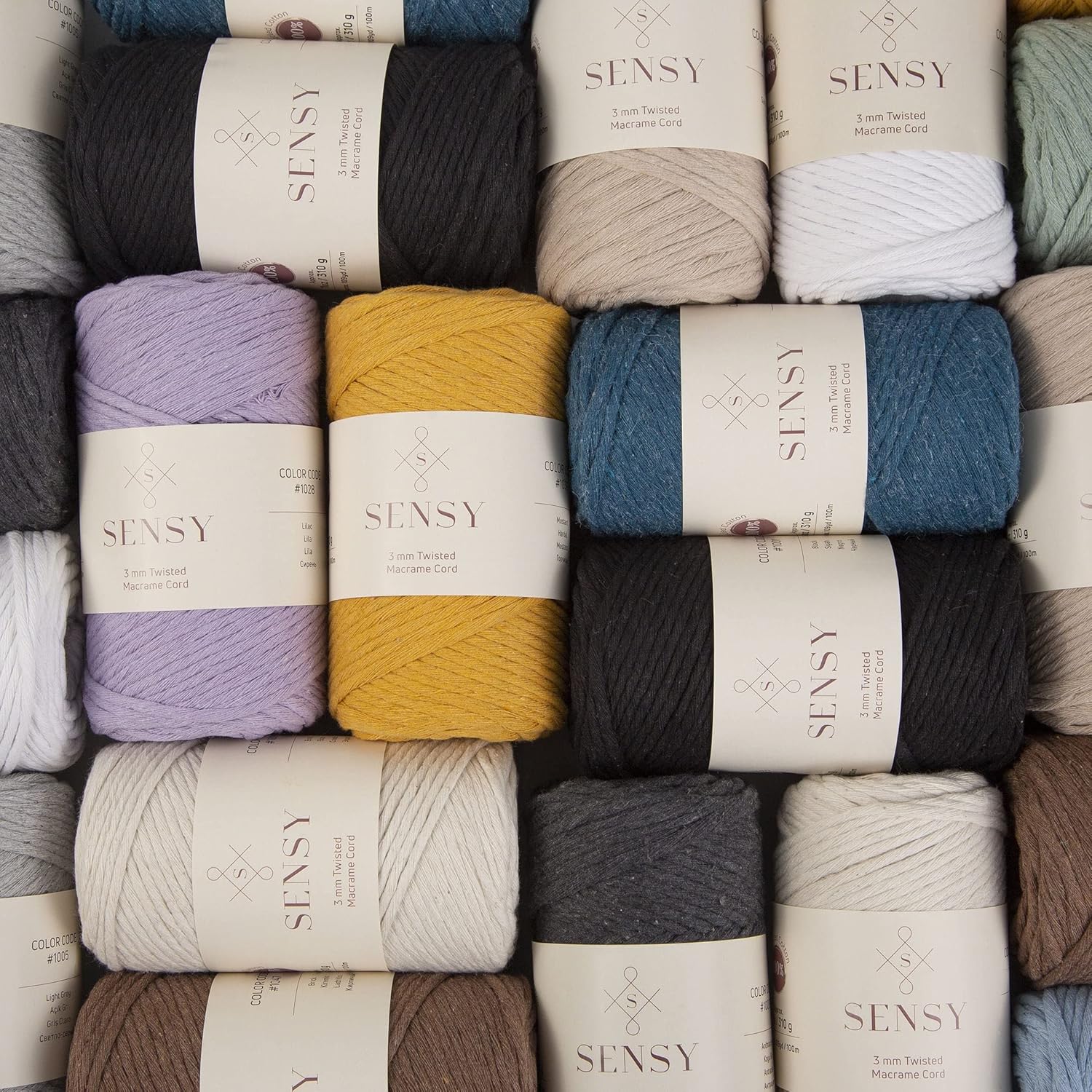 Sensy Premium Macrame Cord - 8 Skeins, 3mm, 109 Yards Each, 100% Cotton, Single Strand Twisted, Baby Blue